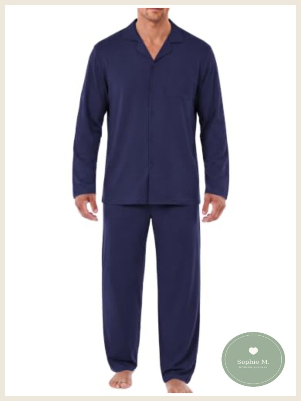 Mens Pajama Set Long Sleeve Button Down PJs Long Pants with Pockets